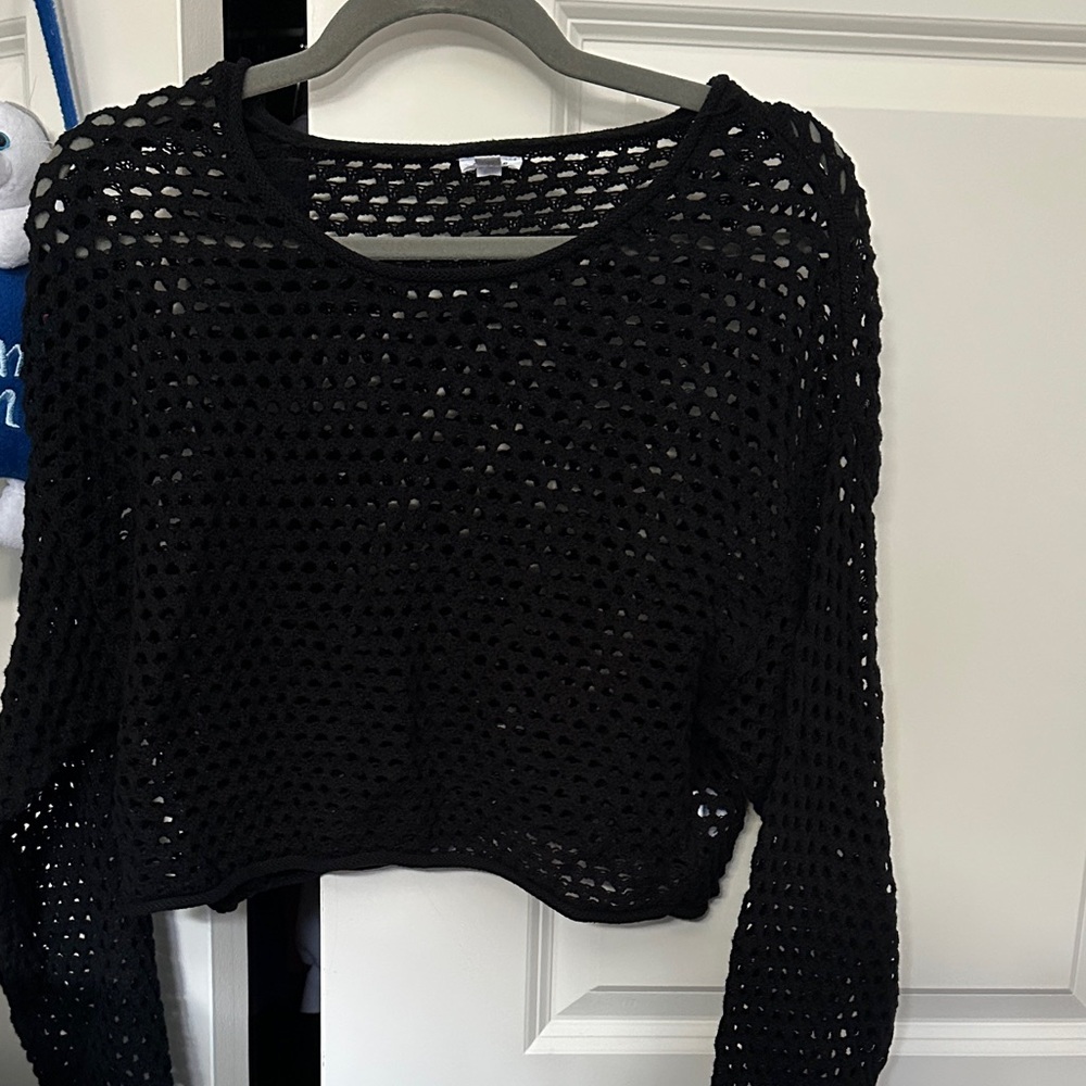 Garage Black Open-Knit Sweater